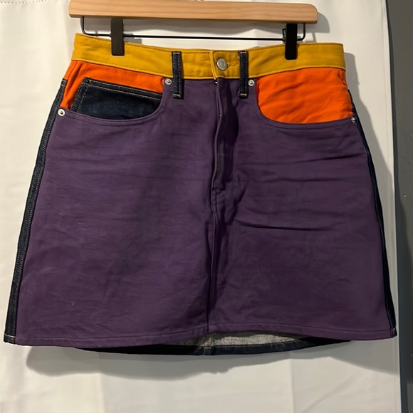 Color block denim mini skirt - Picture 1 of 3